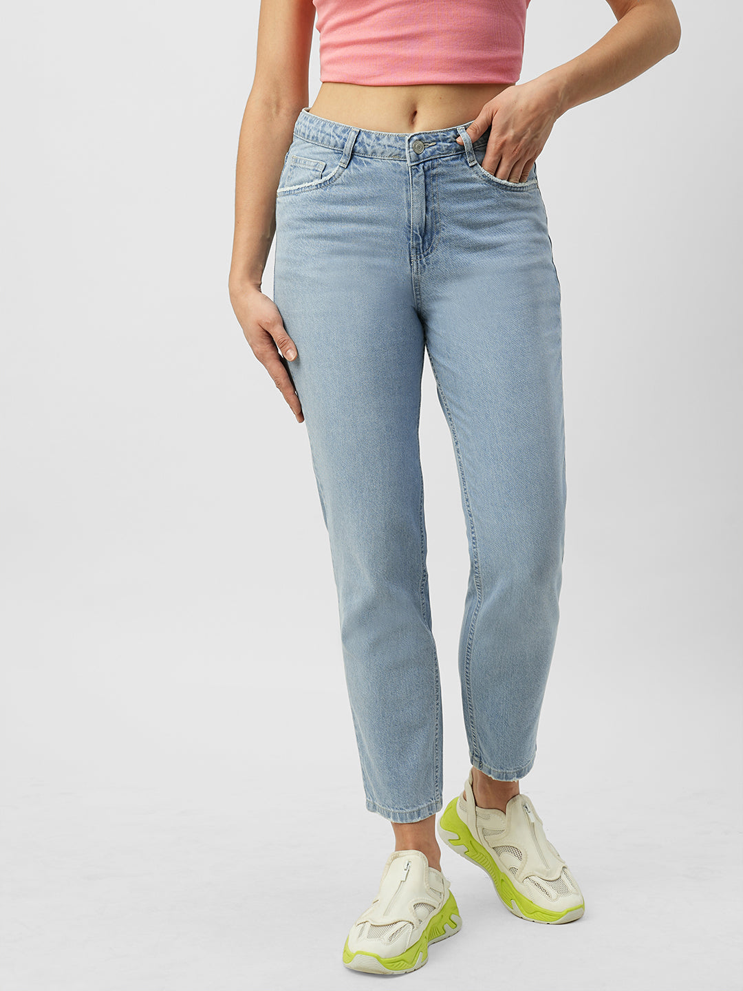 Light Blue Mid-Rise Mom Fit Jeans