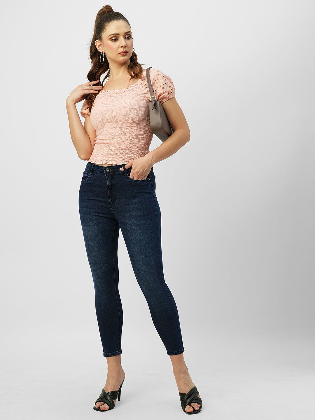 Women Dark Blue High-Rise Slimming Skinny Jeans