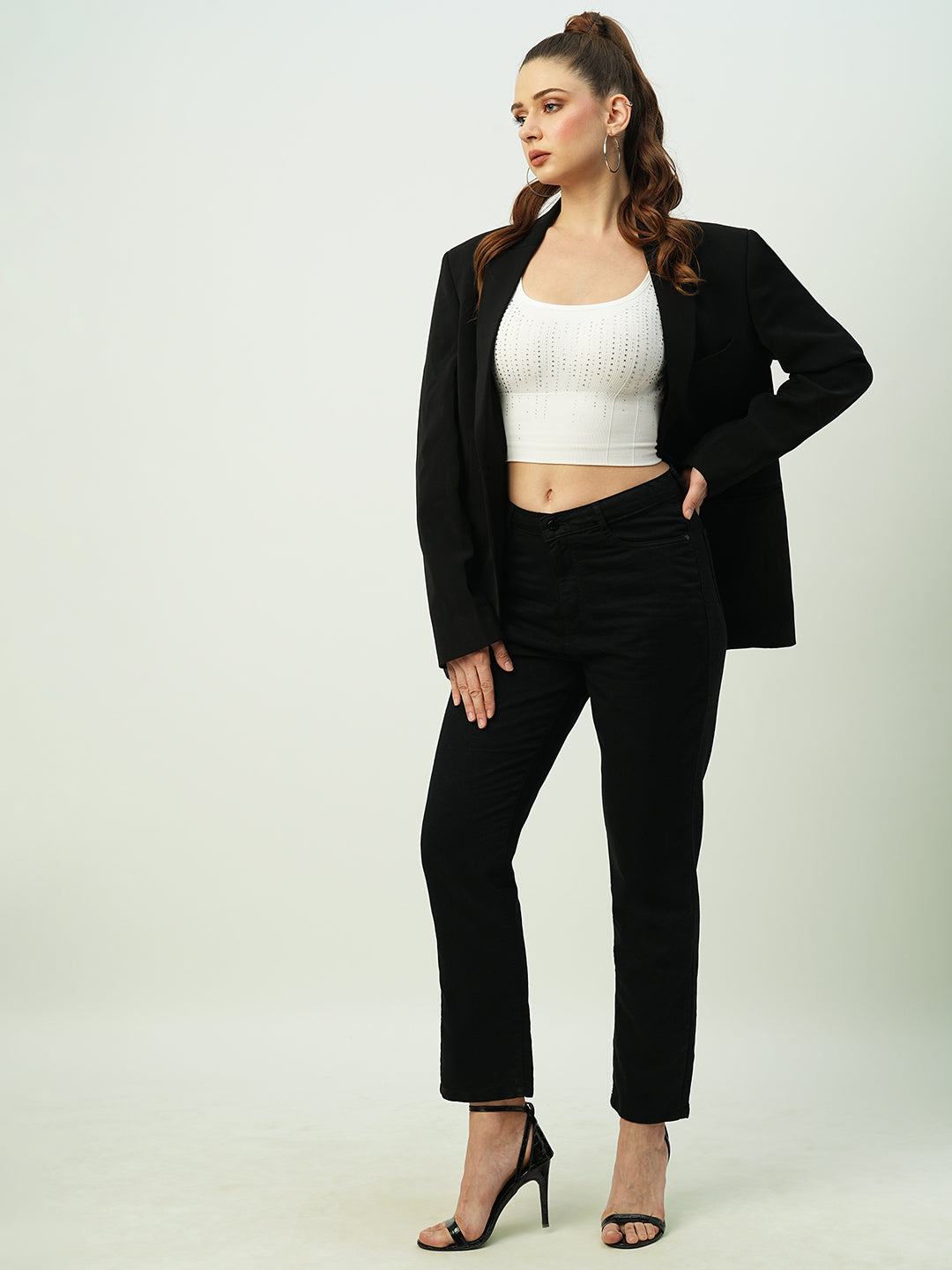 Women Black High-Rise Straight Fit Jeans