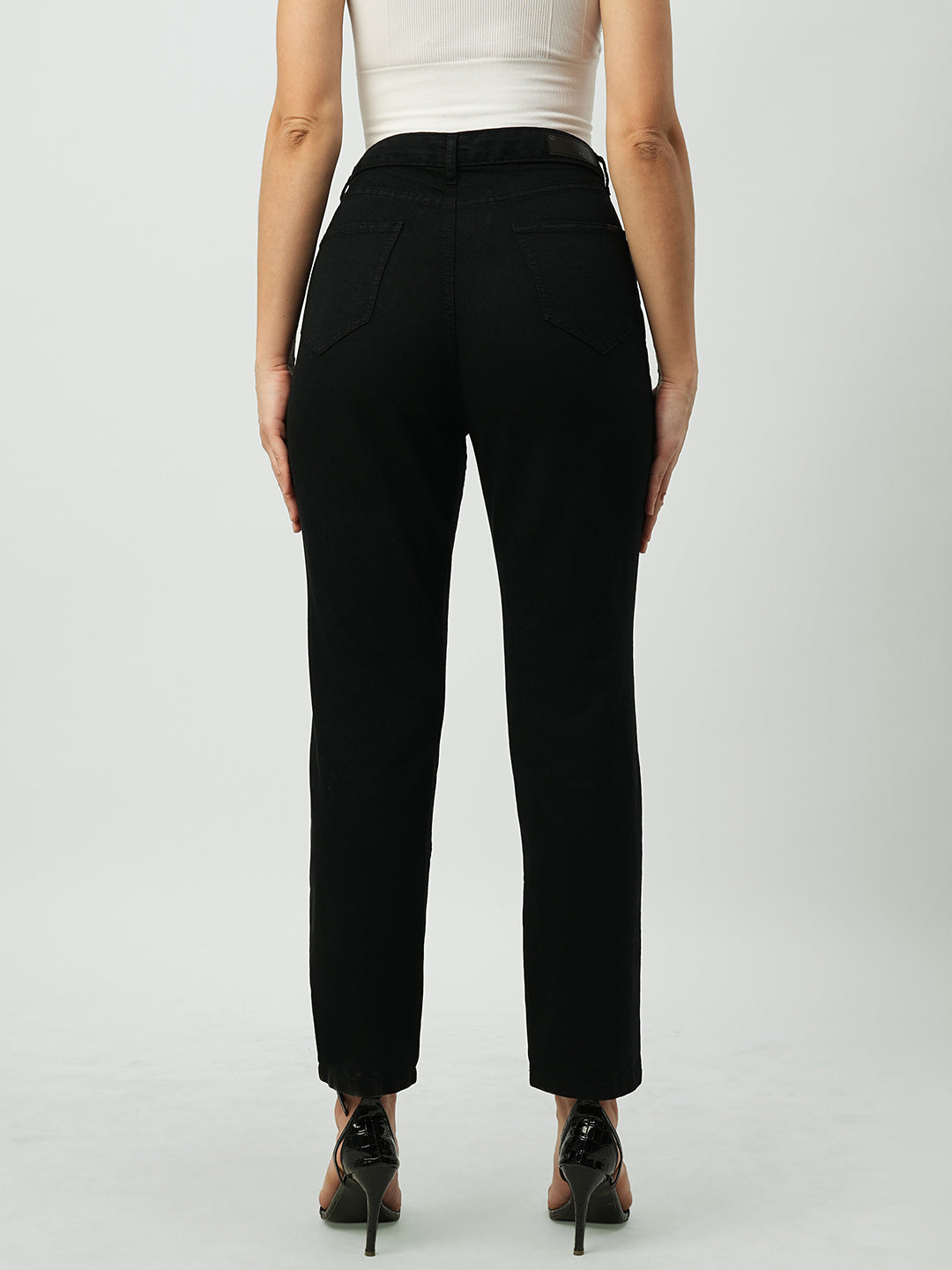 Women Black High-Rise Straight Fit Jeans