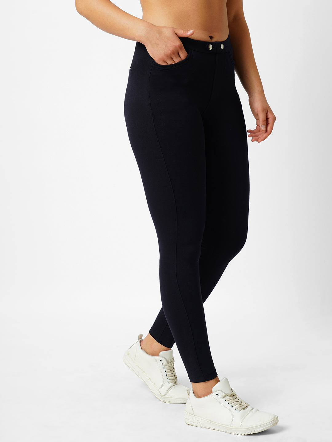 Women Navy High-Rise Skinny Treggings