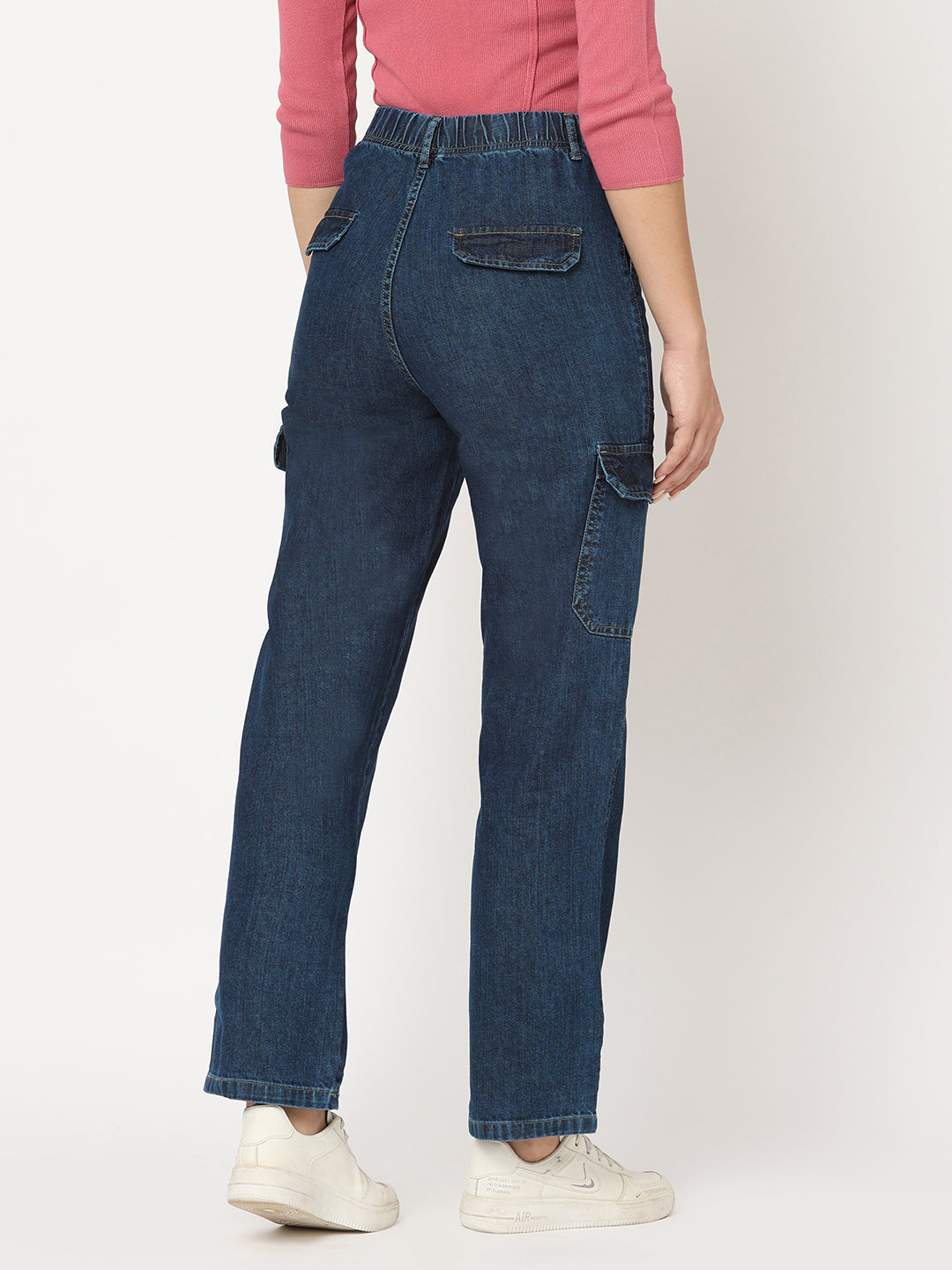 Women Blue Mid-Rise Cargo