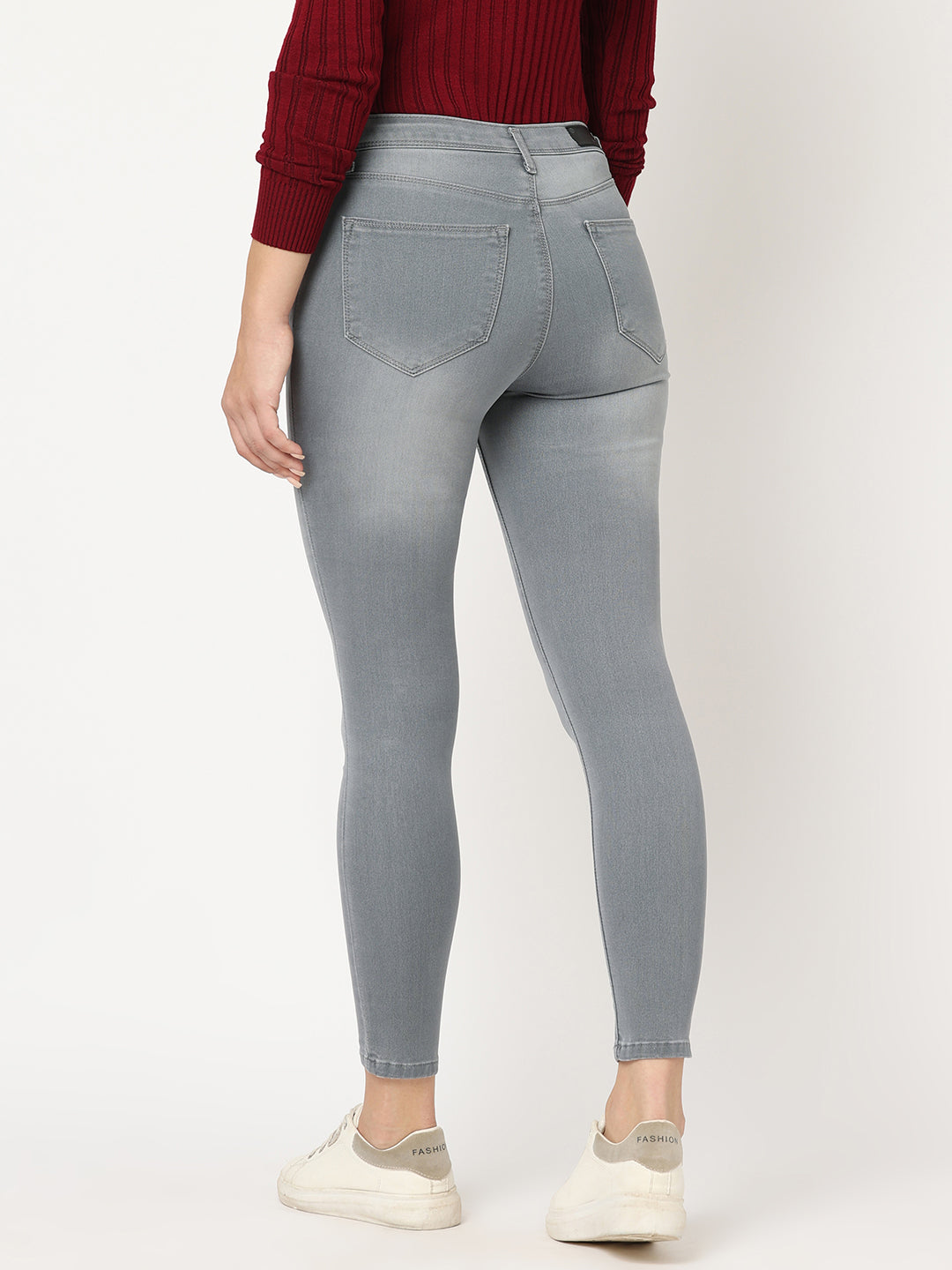 Women Grey High-Rise Skinny Jeans