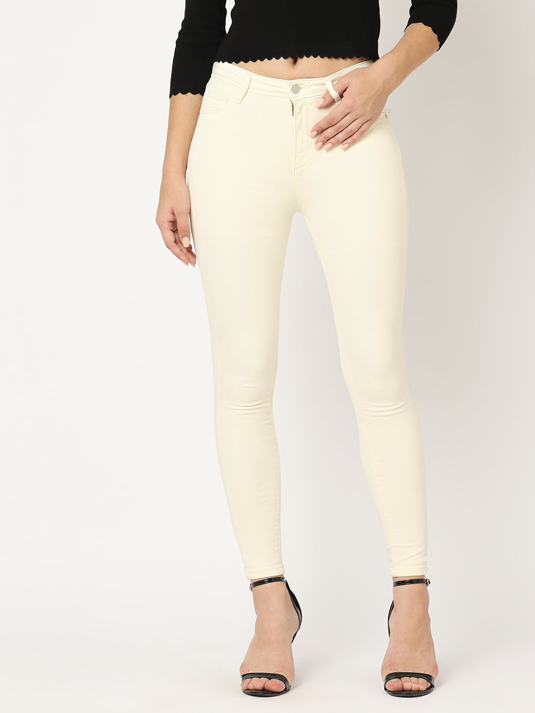 Women Ecru Super High-Rise Super Skinny Jeans