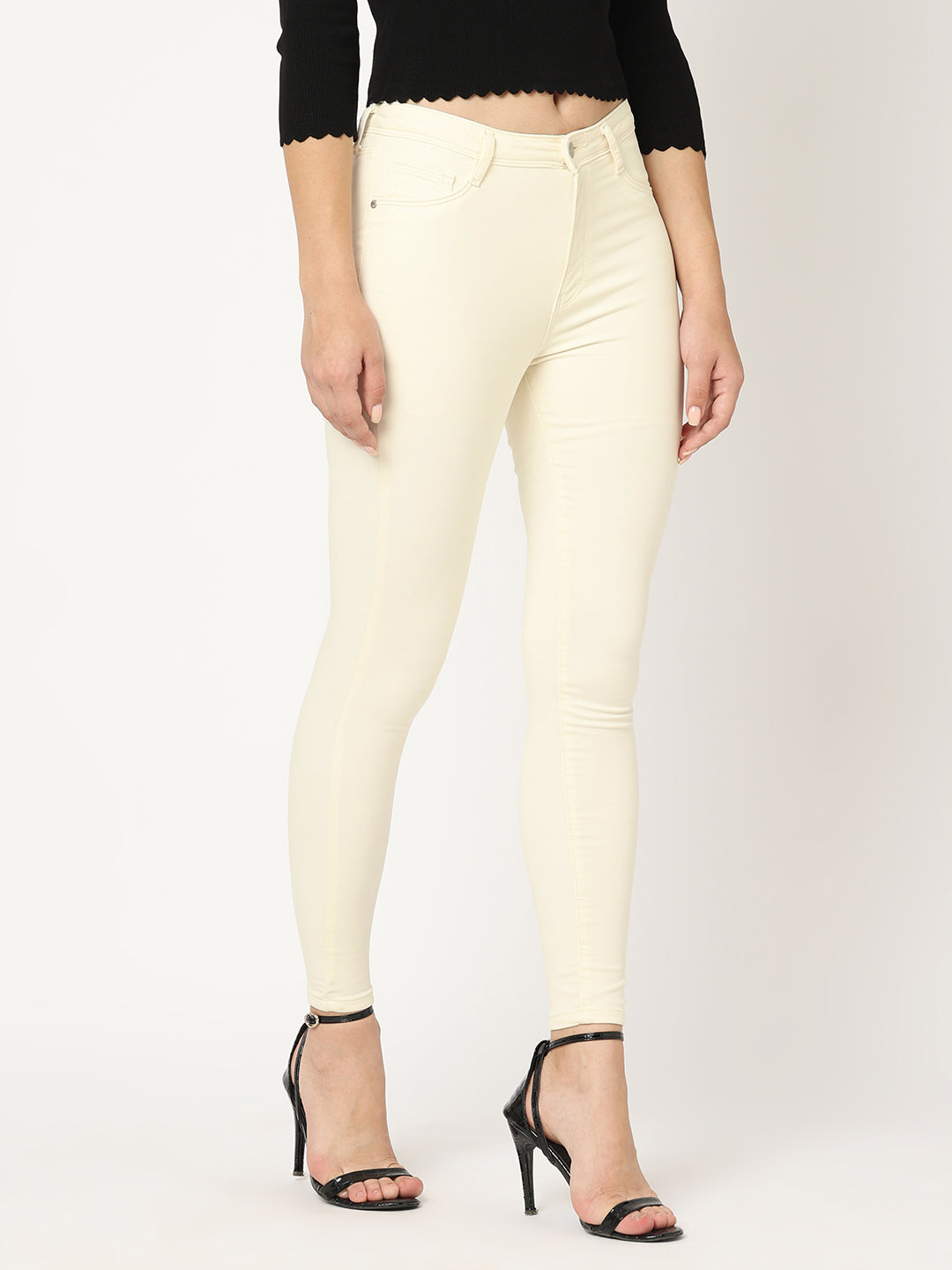 Women Ecru Super High-Rise Super Skinny Jeans