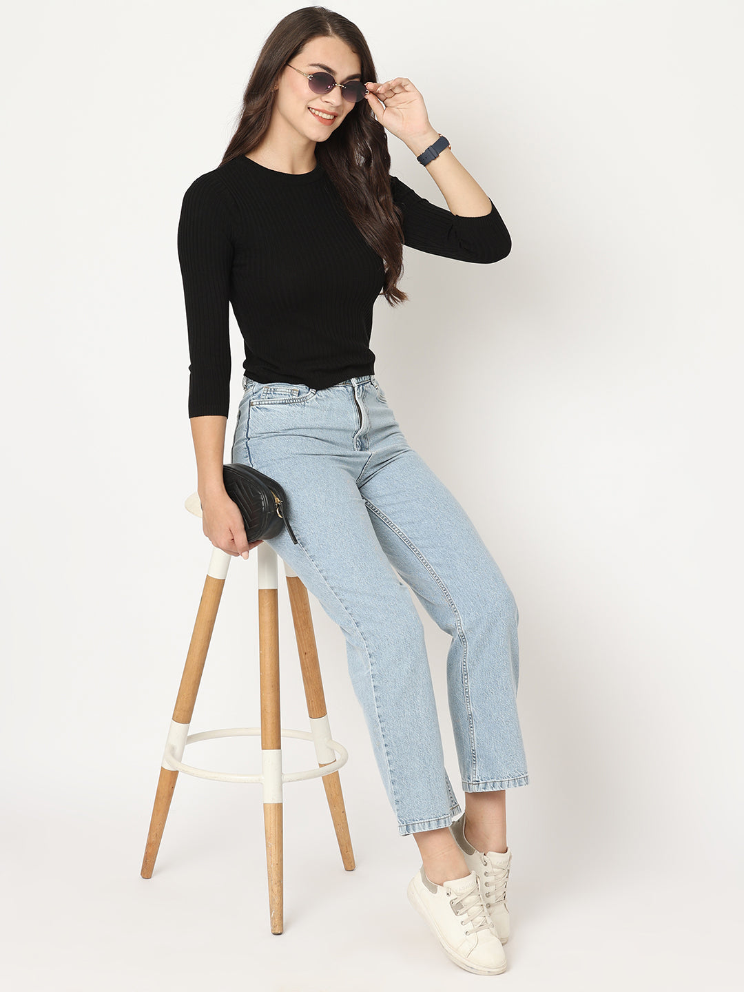 Women Blue High-Rise Straight Fit Jeans