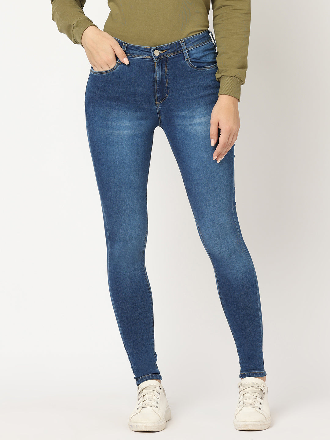 Women Blue High-Rise Skinny Jeans