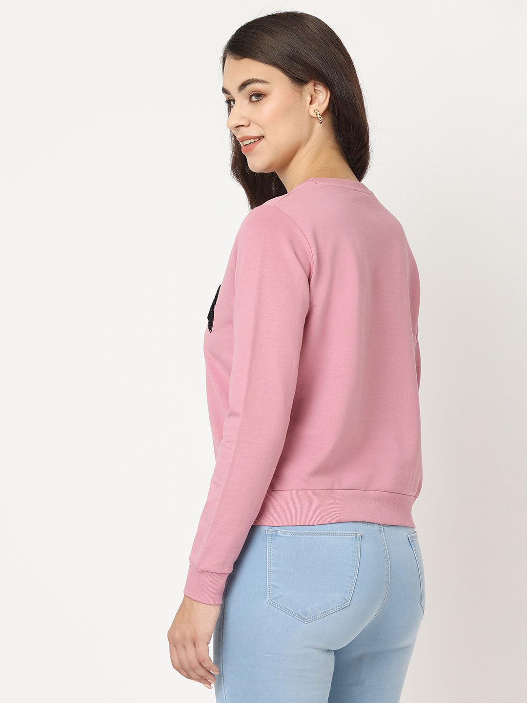 Women Dusty Pink Printed Sweatshirt