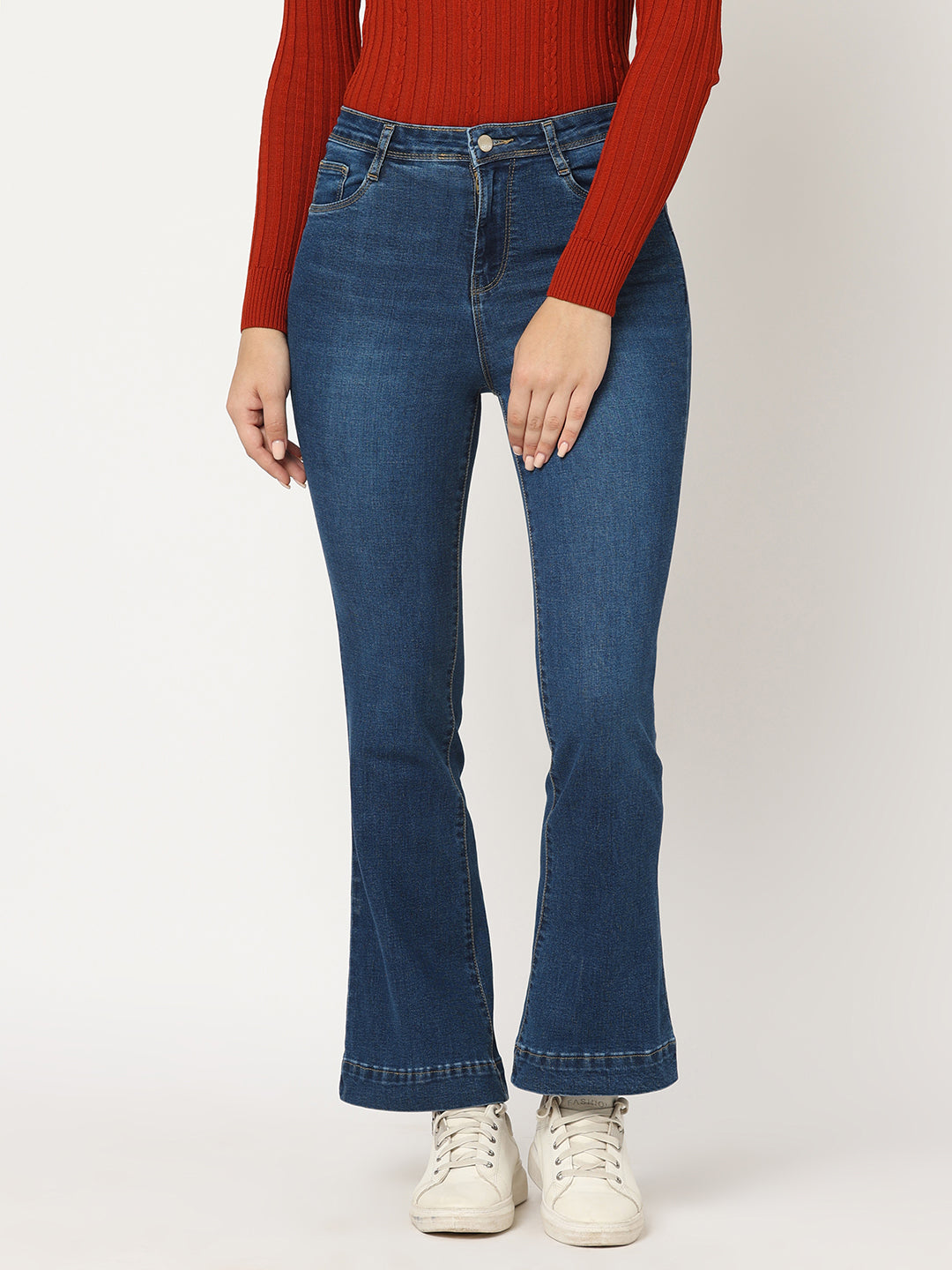 Women Blue High-Rise Flare Jeans