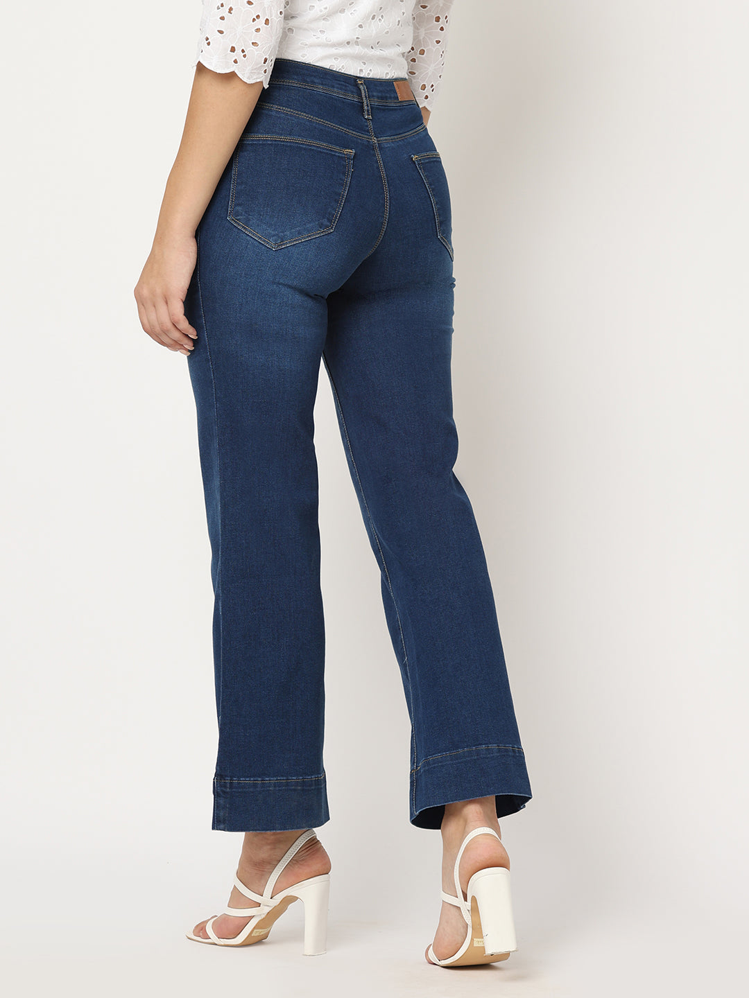 Women Blue High-Rise Wide Leg Jeans
