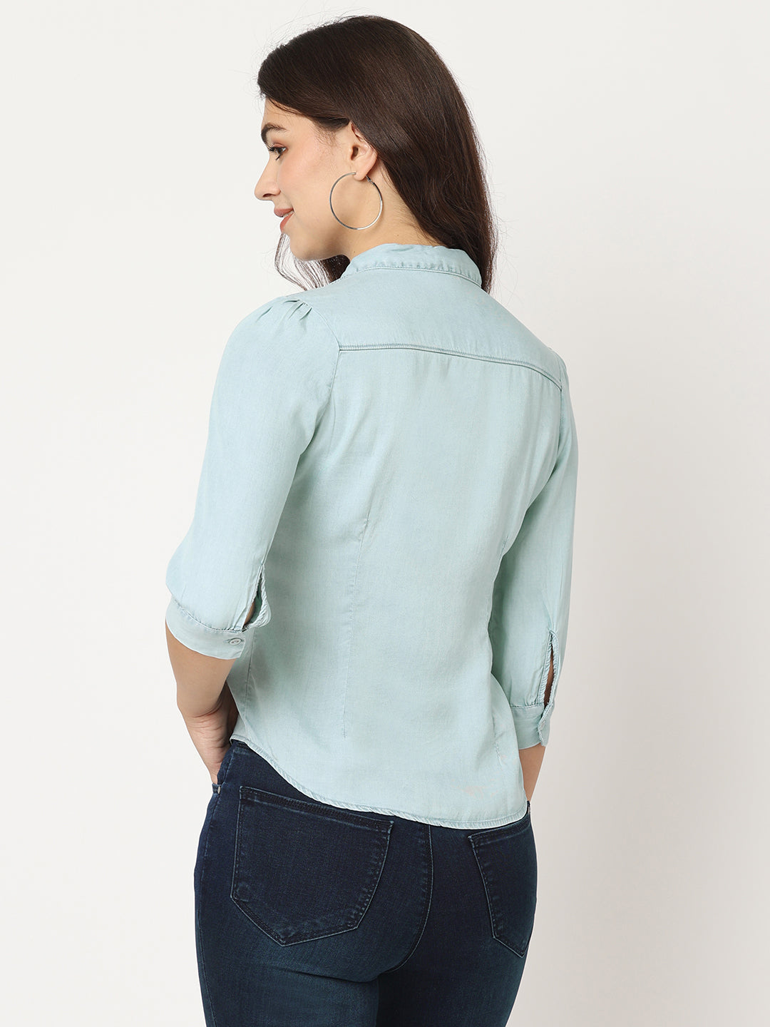 Women Light Blue Denim Shirt