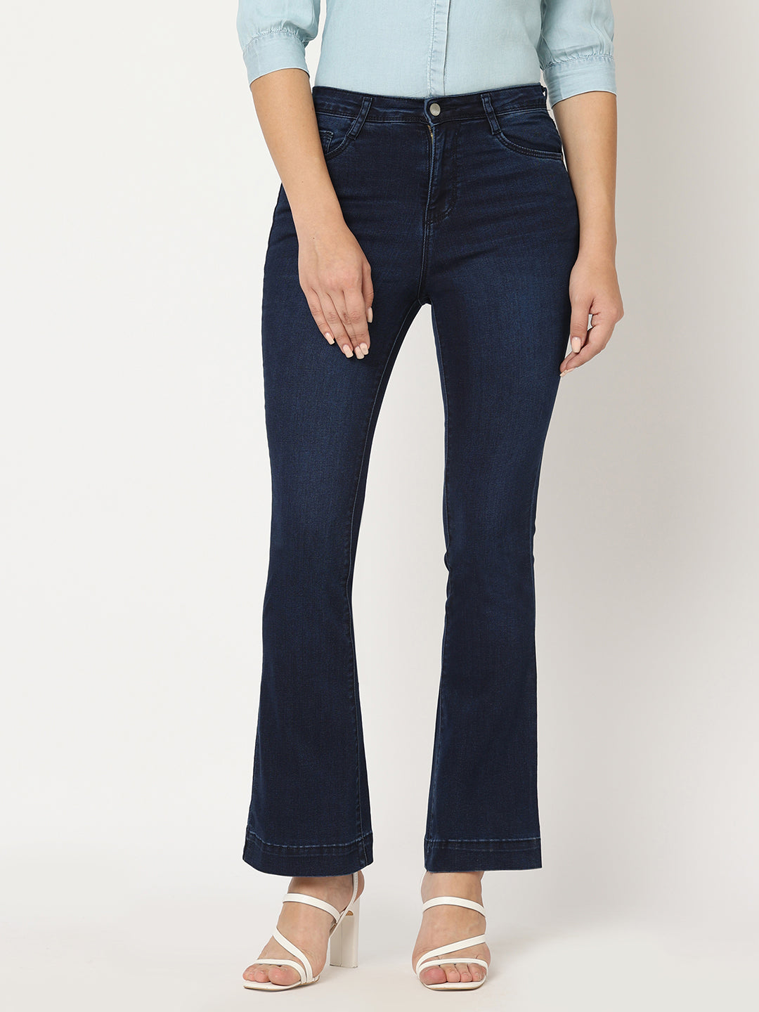 Women High-Rise Mini Flare Jeans
