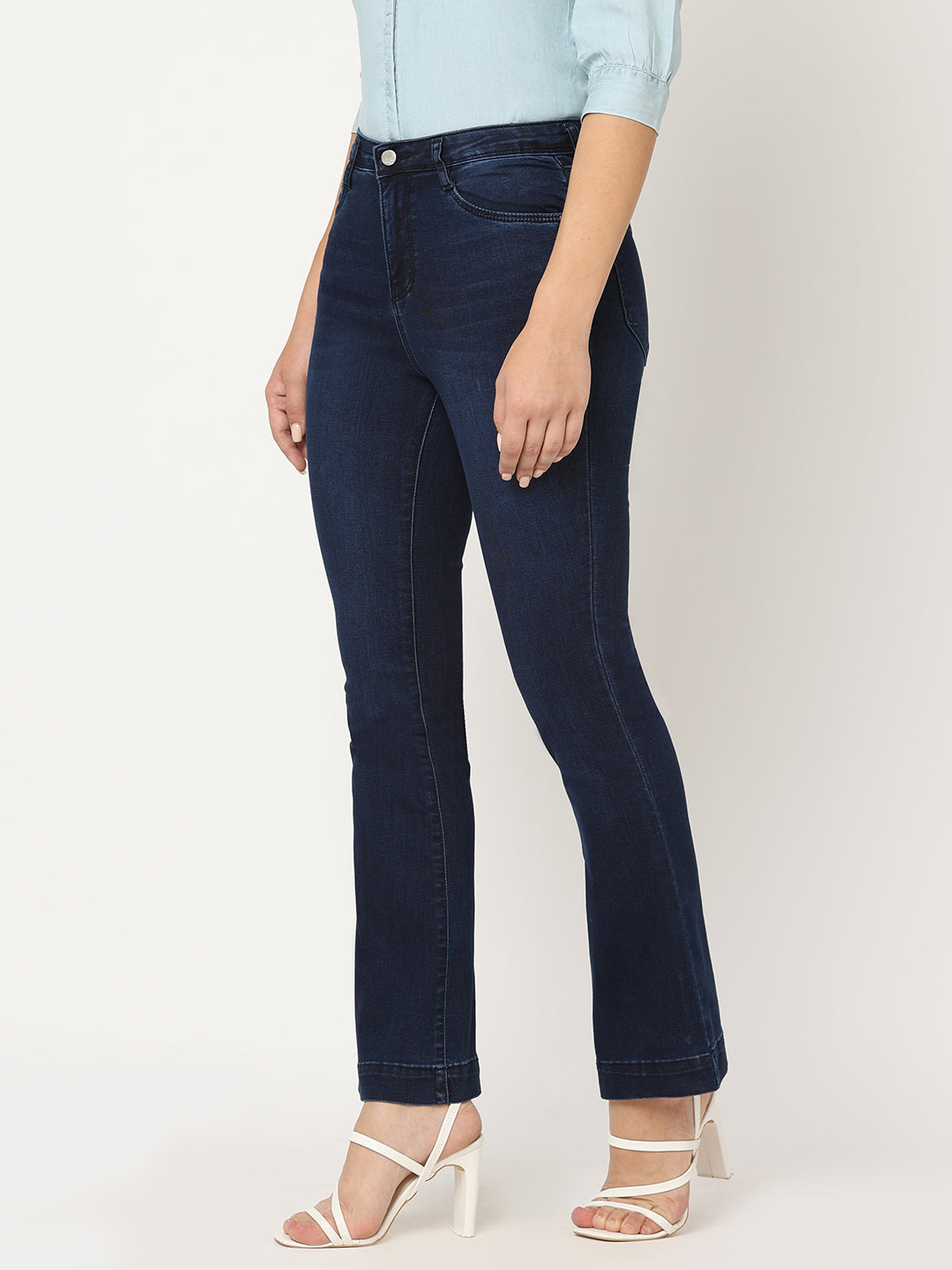 Women High-Rise Mini Flare Jeans