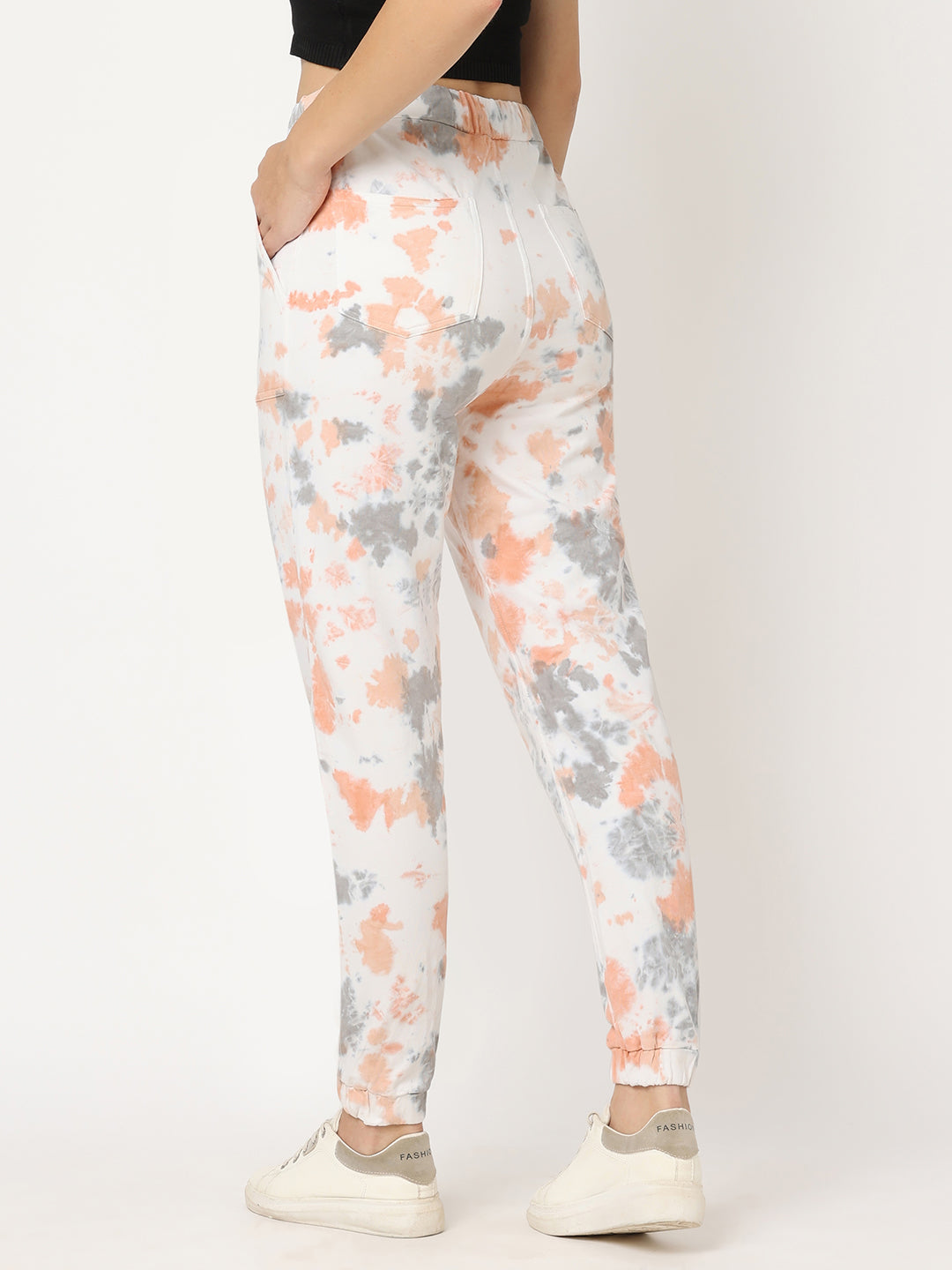 Women Grey/Peach Tie/Dye Athleisure