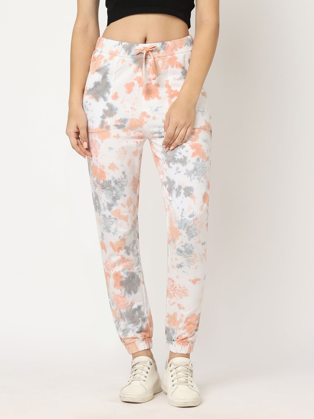Women Grey/Peach Tie/Dye Athleisure