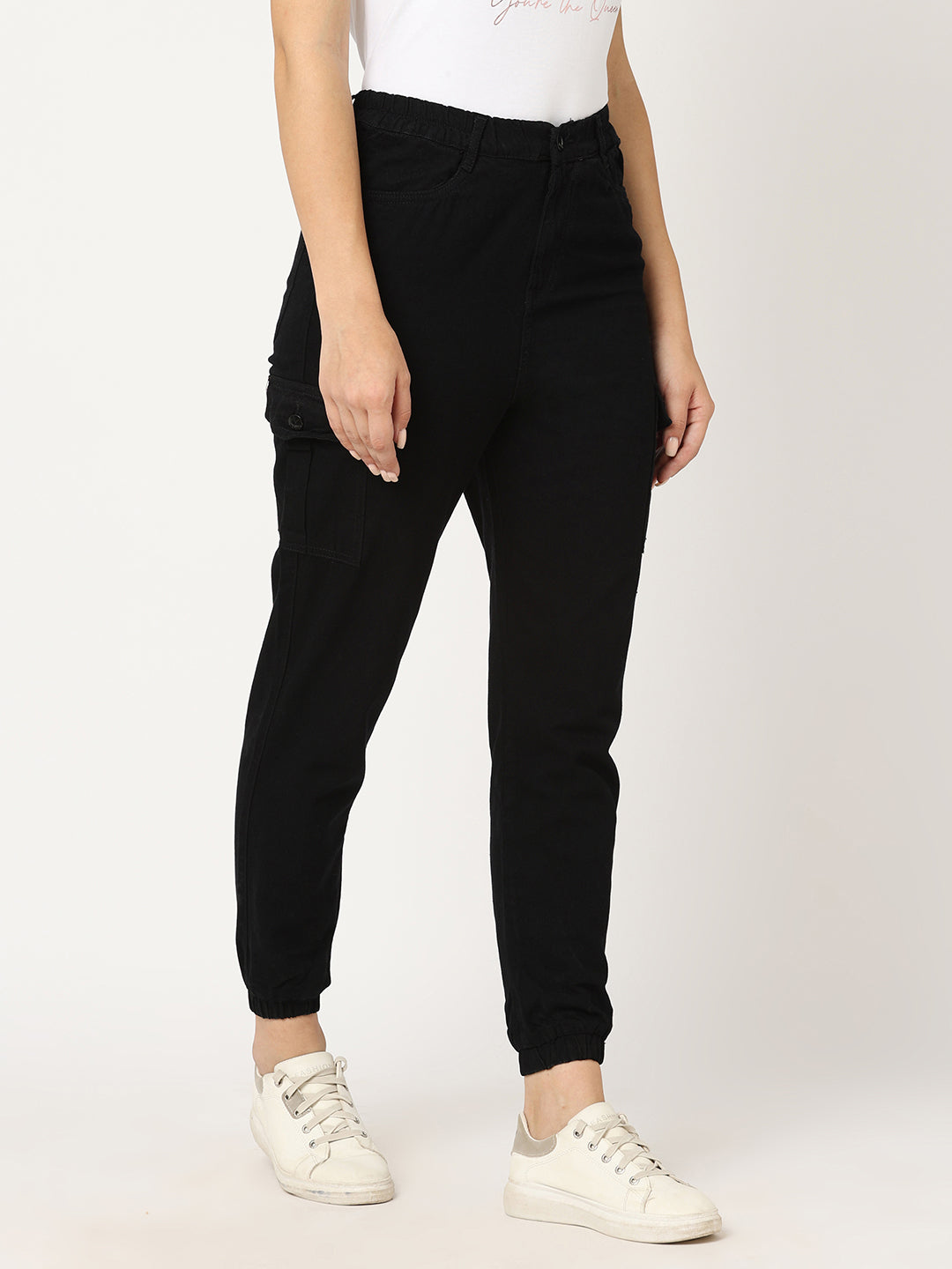 Women Black High-Rise Cargo