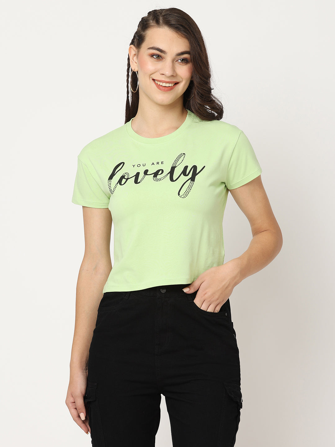 Women Leafy Crop T-Shirt