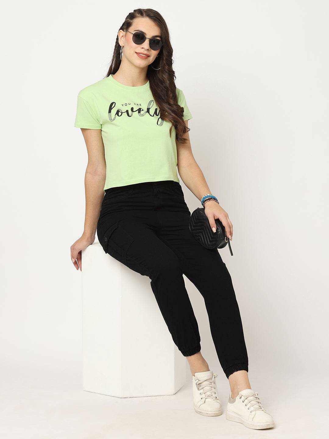 Women Leafy Crop T-Shirt