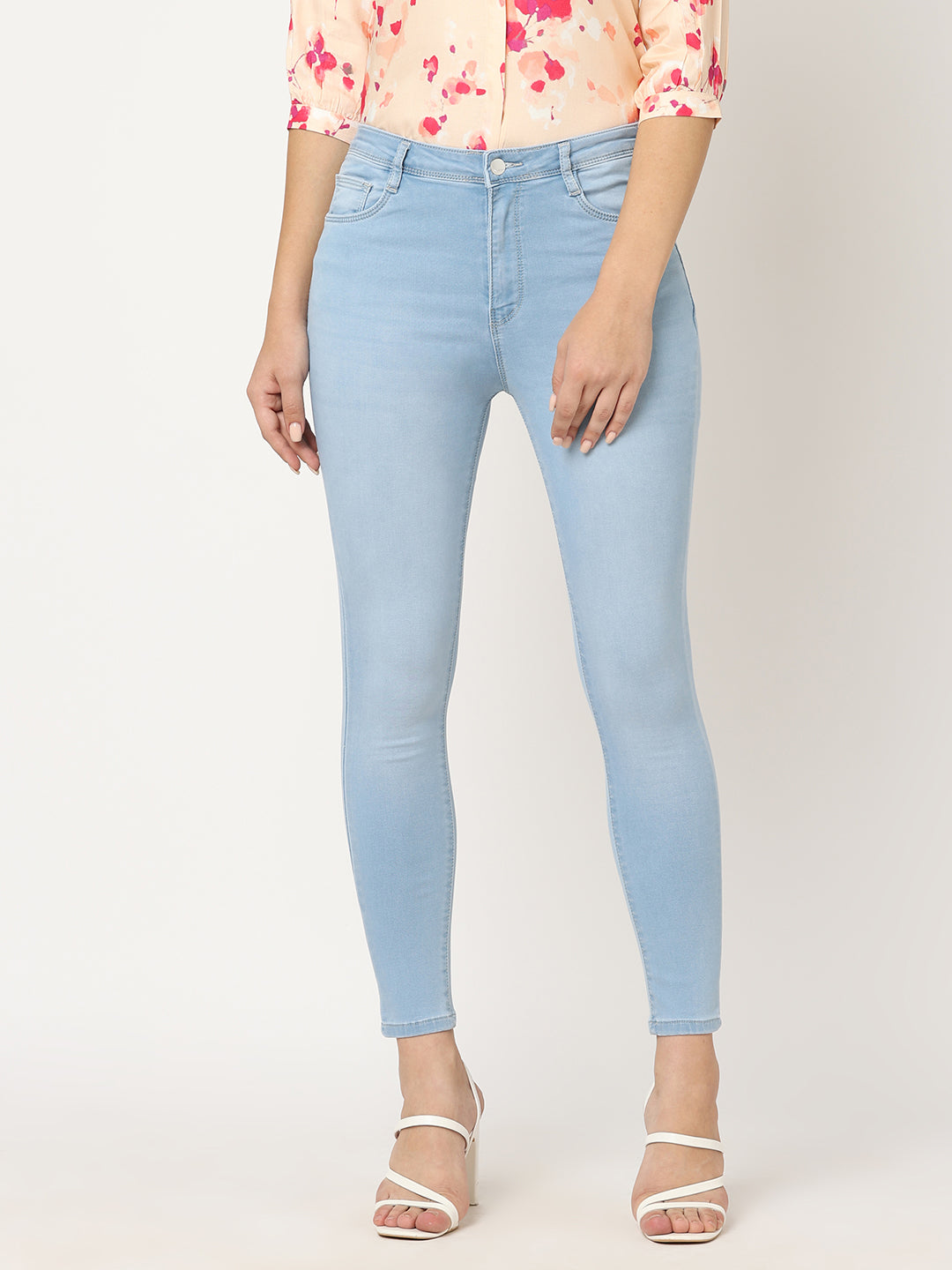 Women Light Blue Sky High-Rise Skinny Jeans