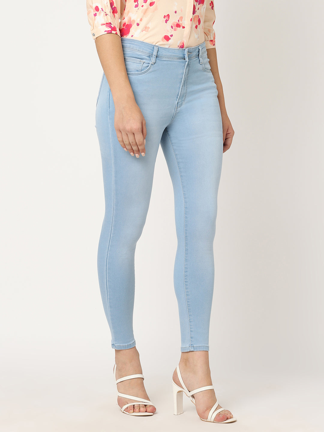 Women Light Blue Sky High-Rise Skinny Jeans