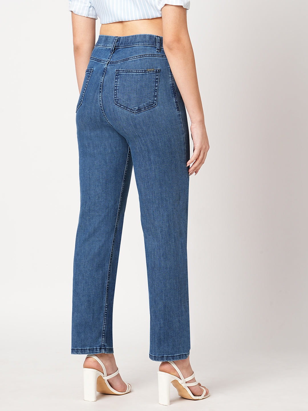 Women Blue High-Rise Straight Fit Jeans