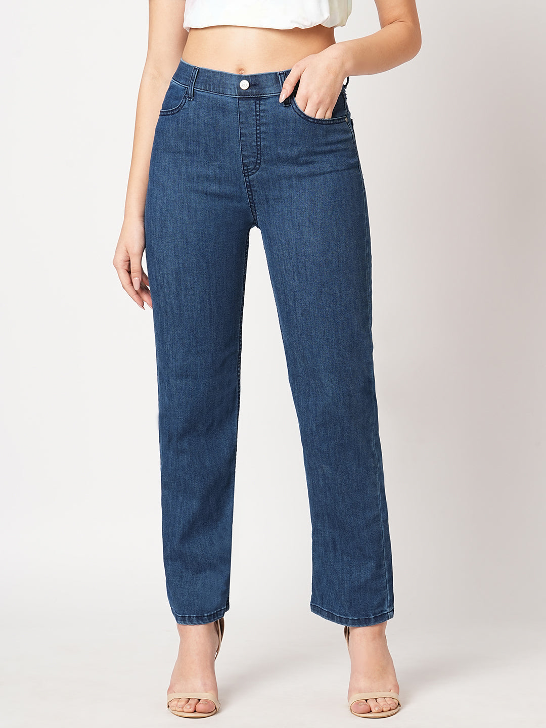 Kraus Jeans Khaki Treggings Kraus Olive Green High Waisted Jeans