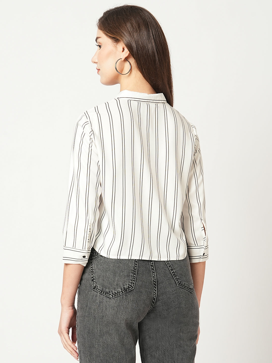Women White/Black Striped Shirt