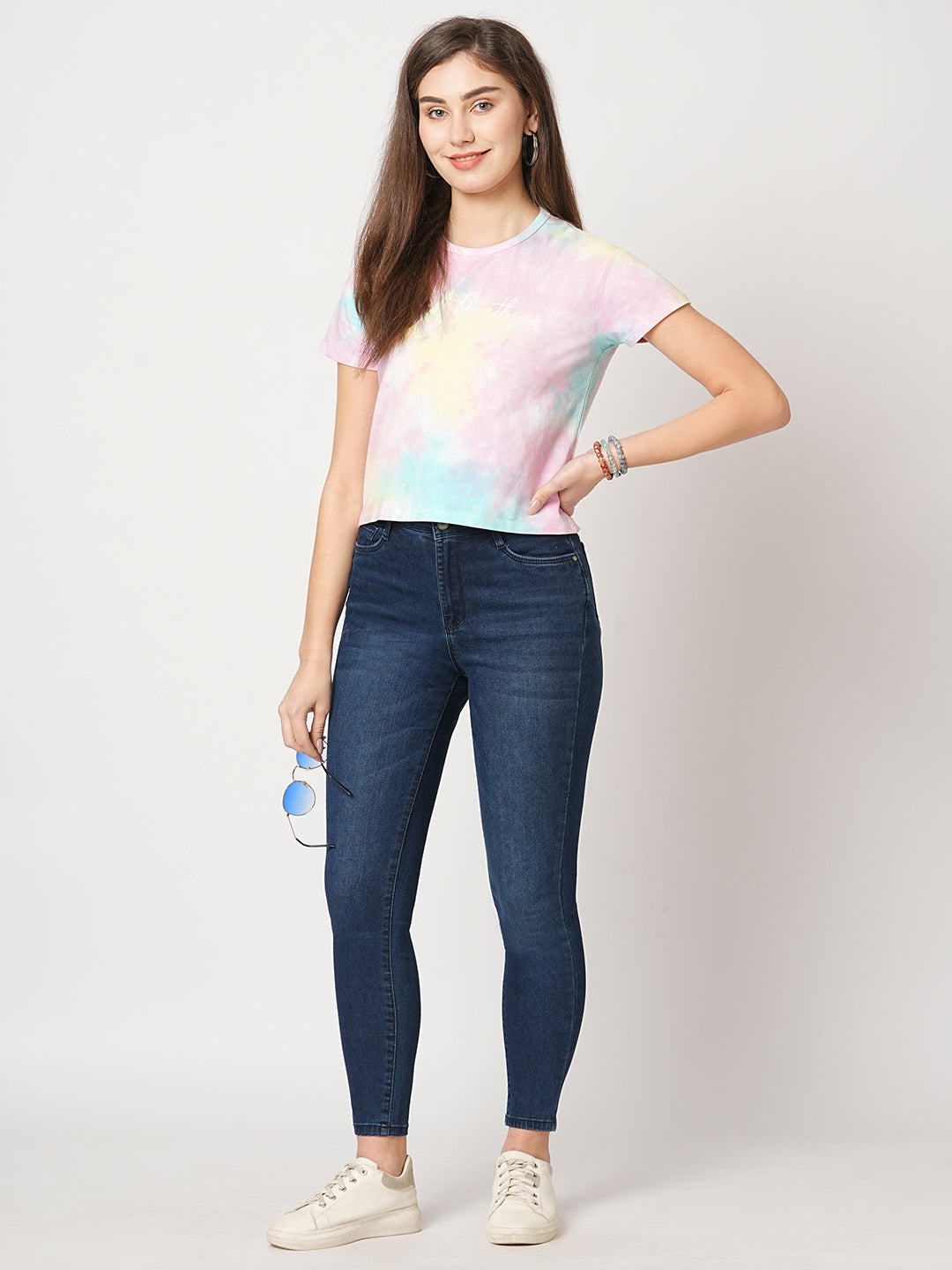 Women Multi Tie & Dye Graphic Slim Tees