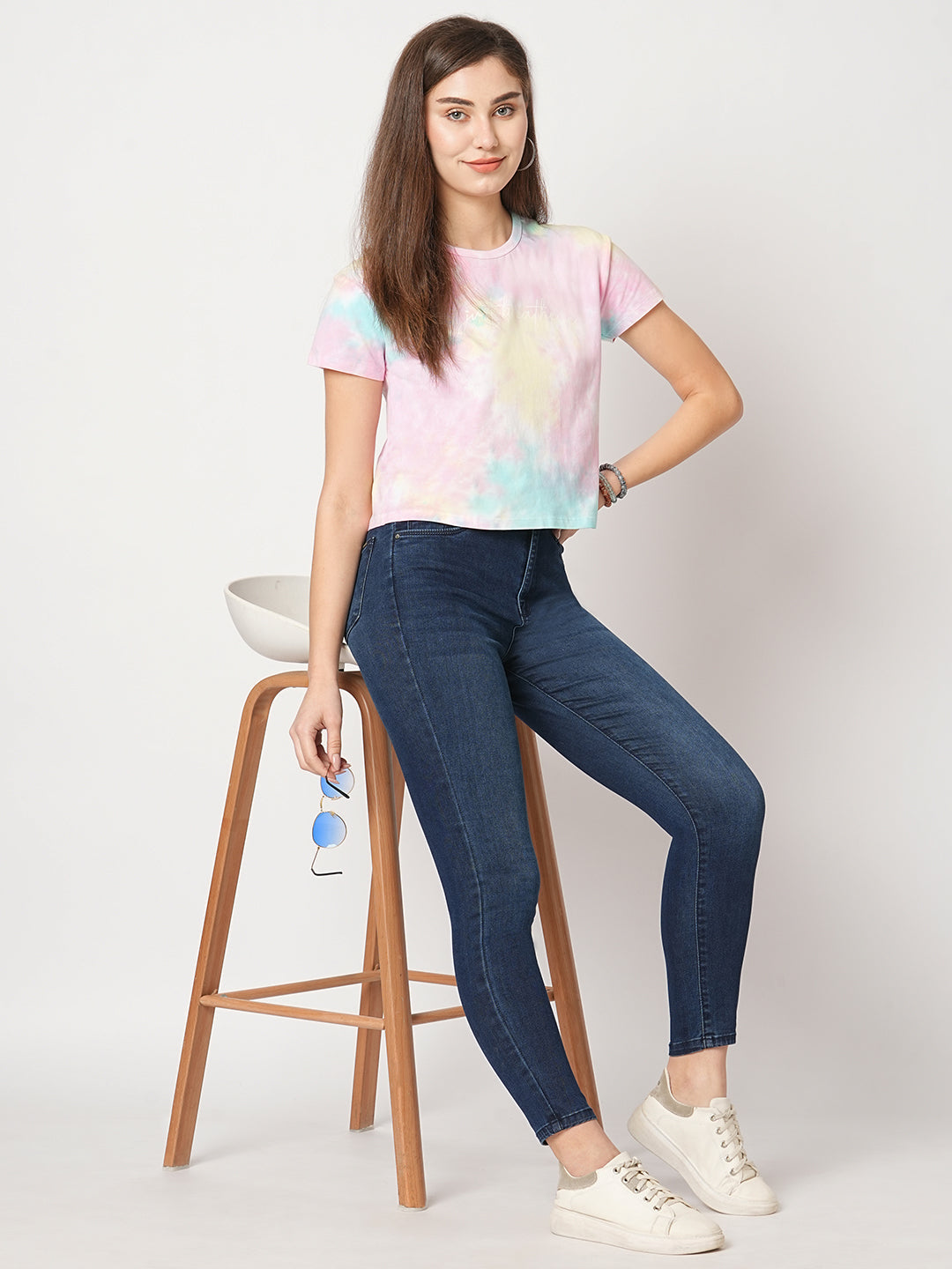 Women Multi Tie & Dye Graphic Slim Tees
