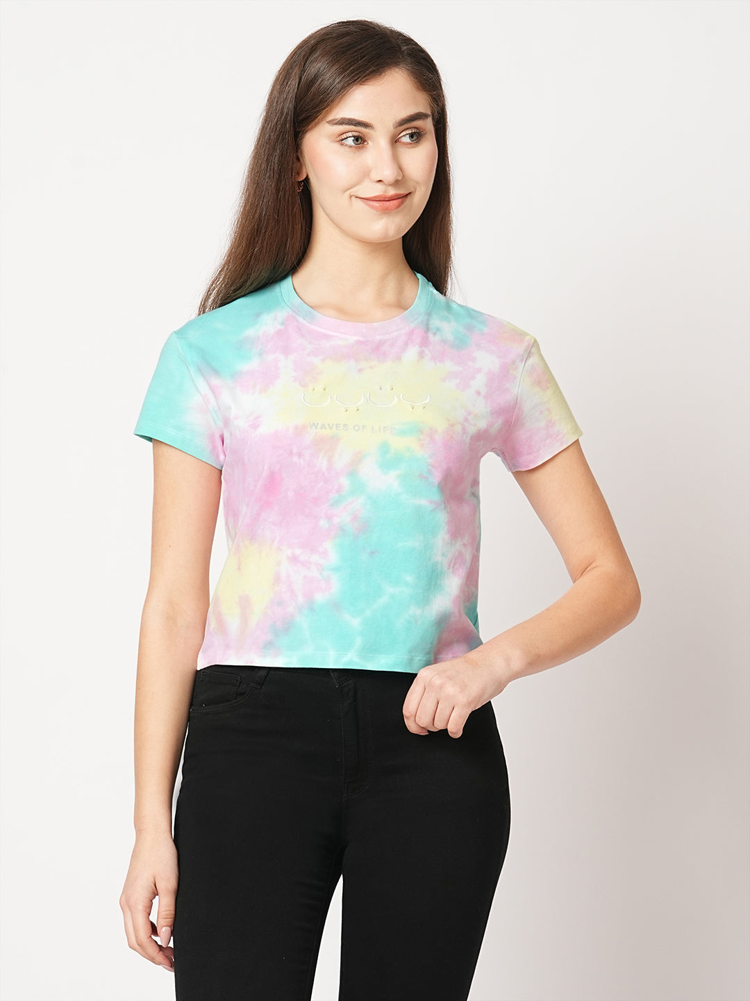Women Multi Tie & Dye Graphic Slim Tees
