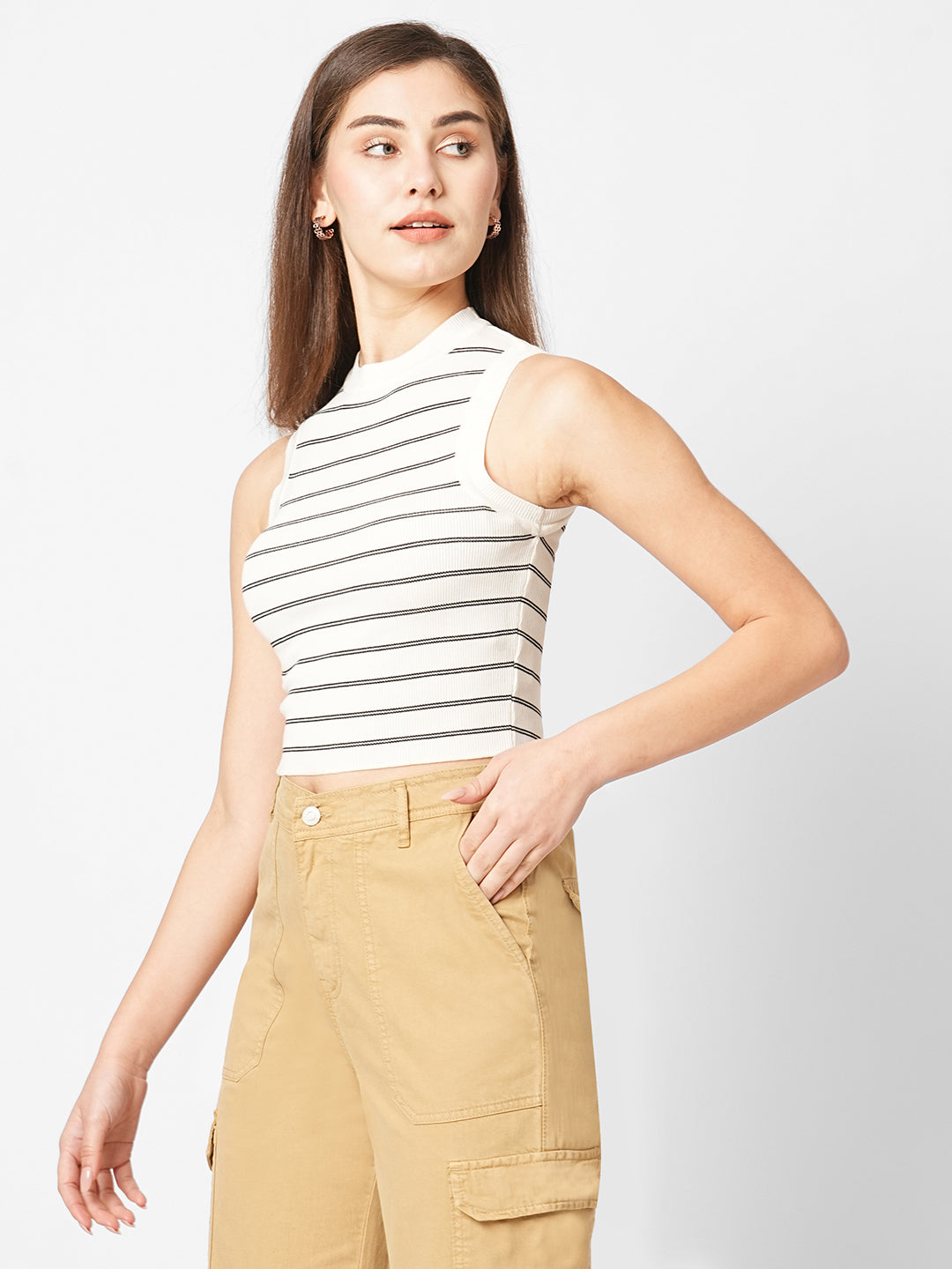 Women Black/White Flat Knit Top