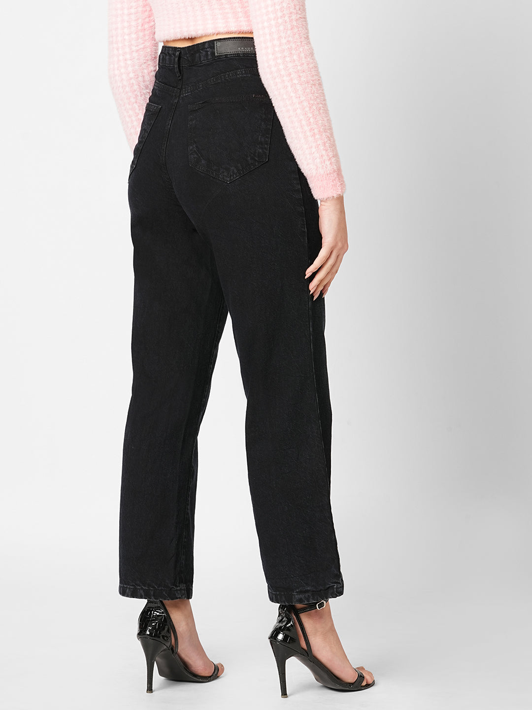 Women Charcoal Black Wide Leg Jeans