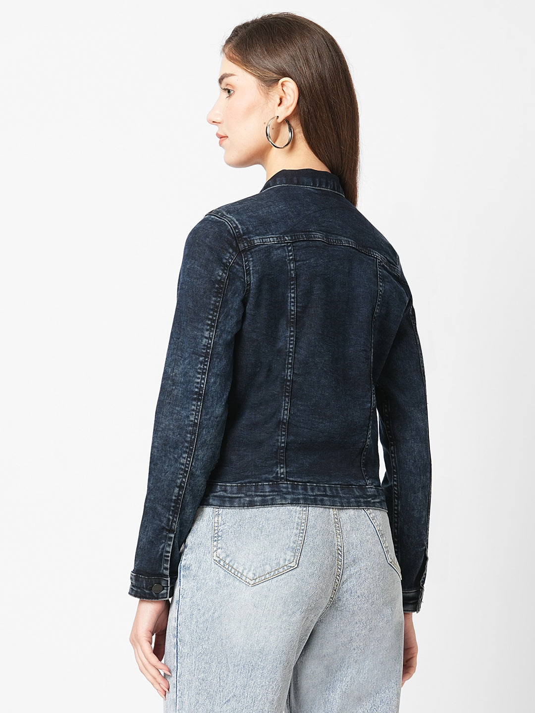 Women Carbon Black Denim Jacket