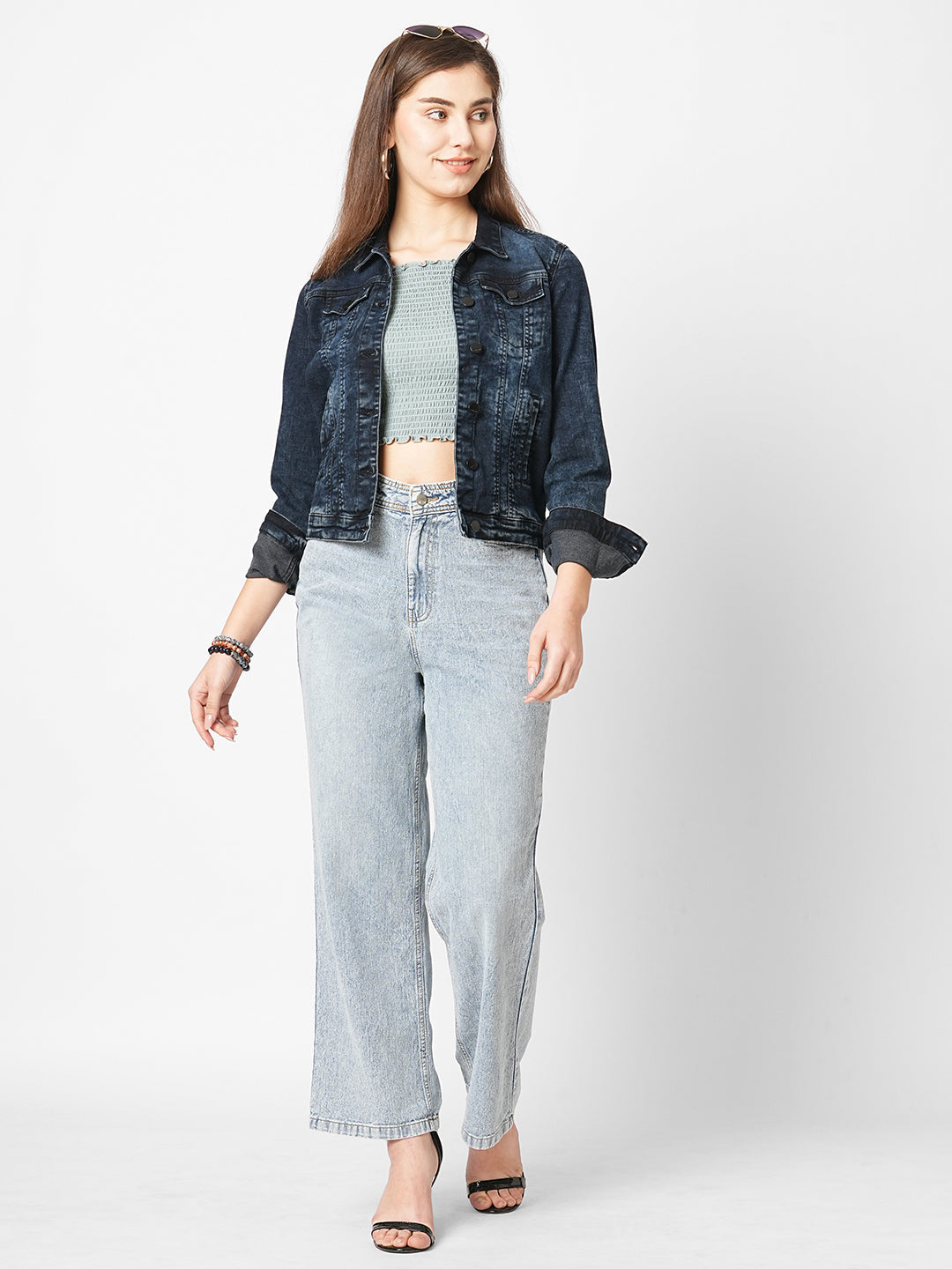 Women Carbon Black Denim Jacket
