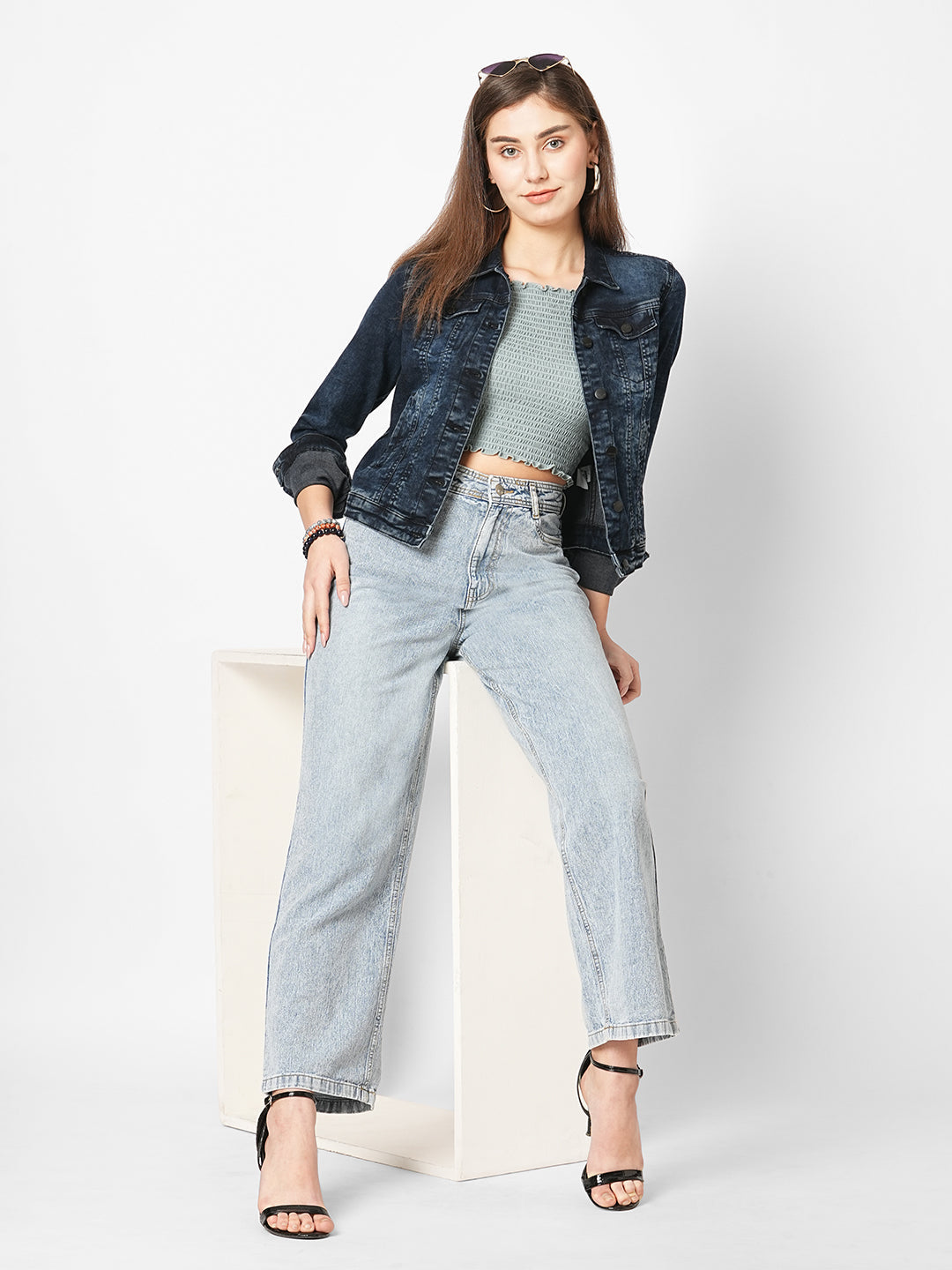 Women Carbon Black Denim Jacket