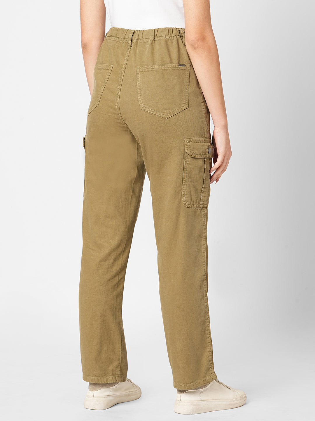 Women Olive High-Rise Cargo