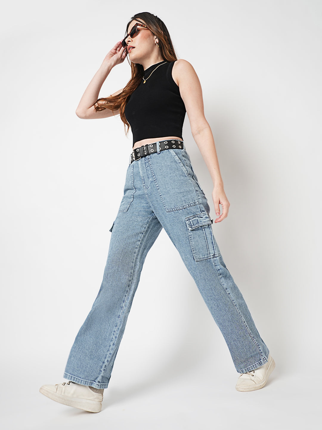 Women Light Blue Cargo