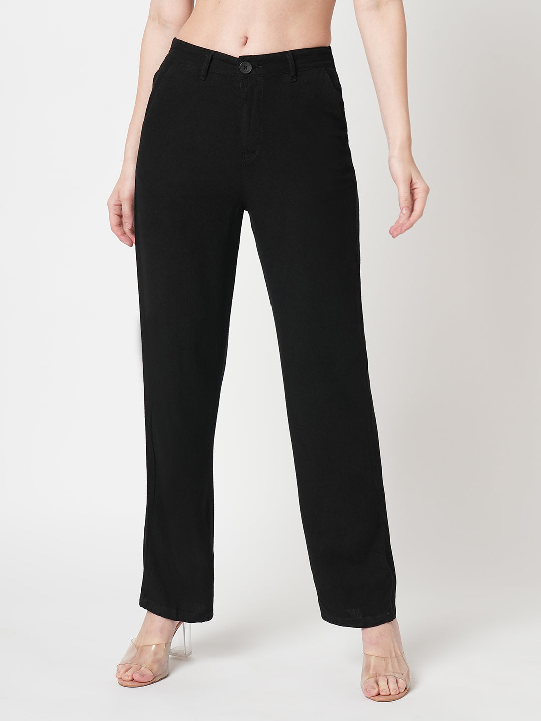 Women Black Loose Straight Fit Pants