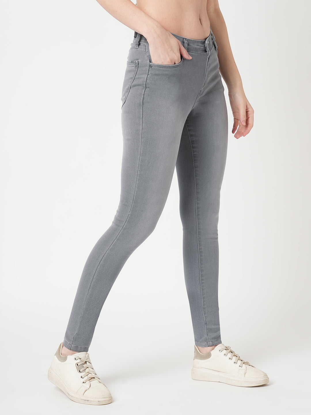 Women Grey High-Rise Skinny Jeans
