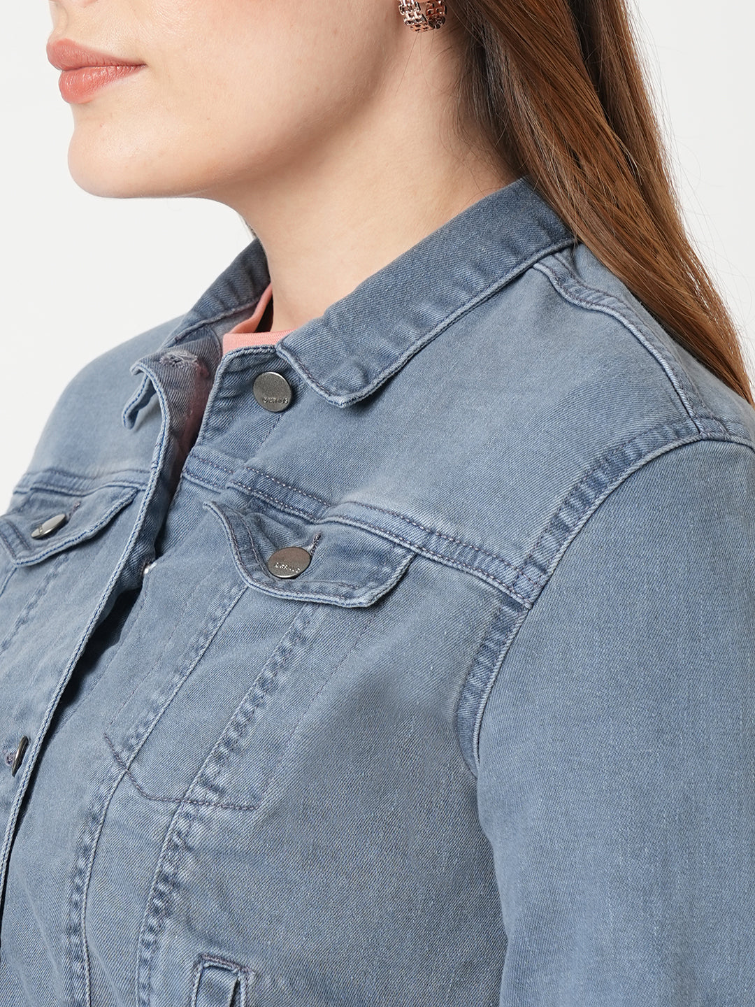 Women Grey Denim Jacket