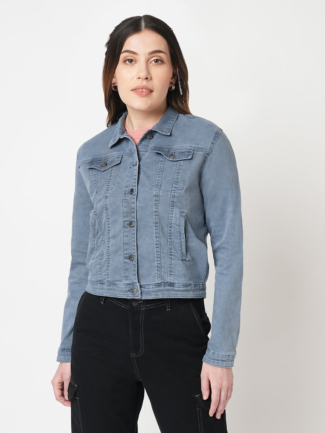 Women Grey Denim Jacket