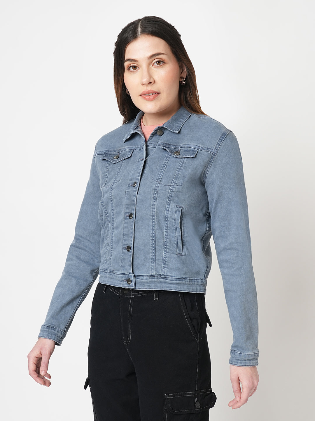 Women Grey Denim Jacket