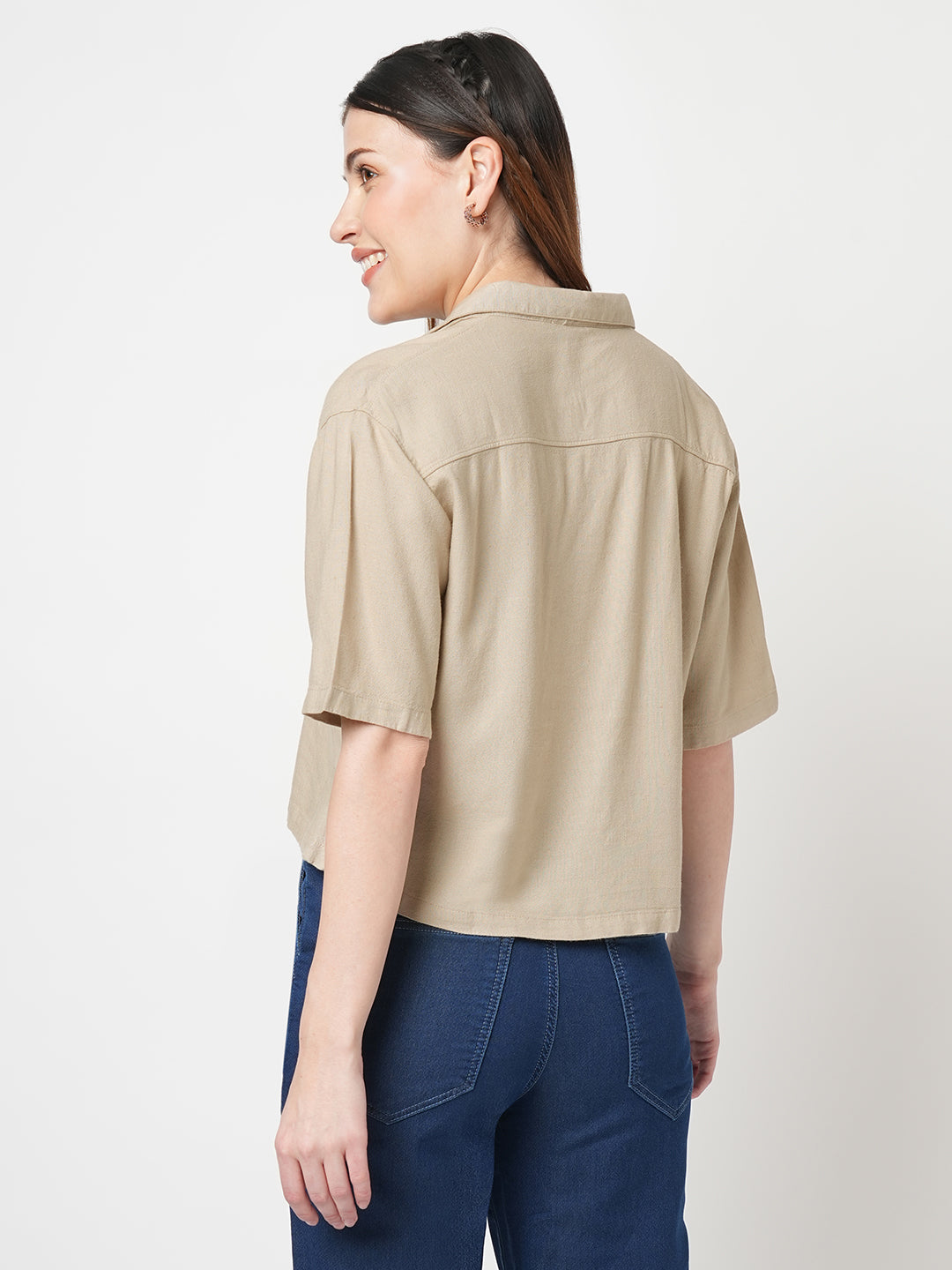 Solid Slim Fit Oatmilk Shirt