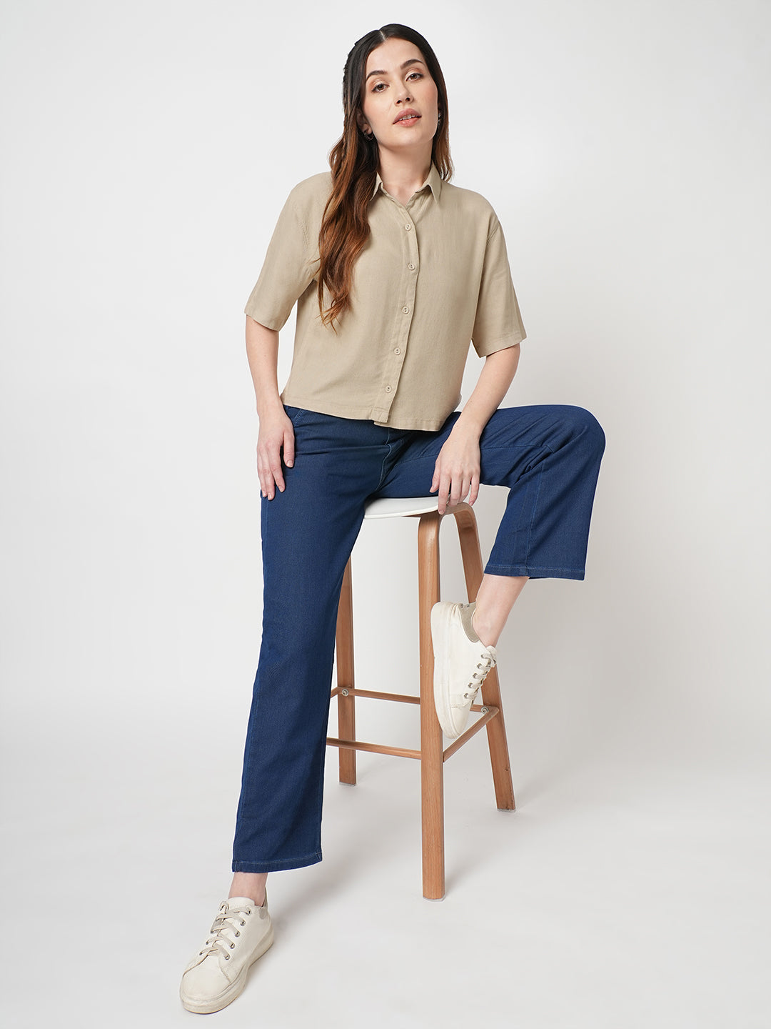 Solid Slim Fit Oatmilk Shirt