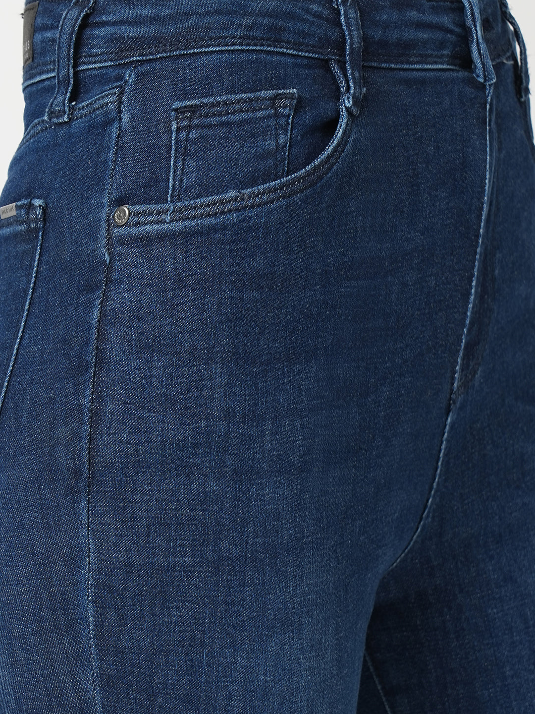 Women Blue Hig-Rise Mini Flare Jeans