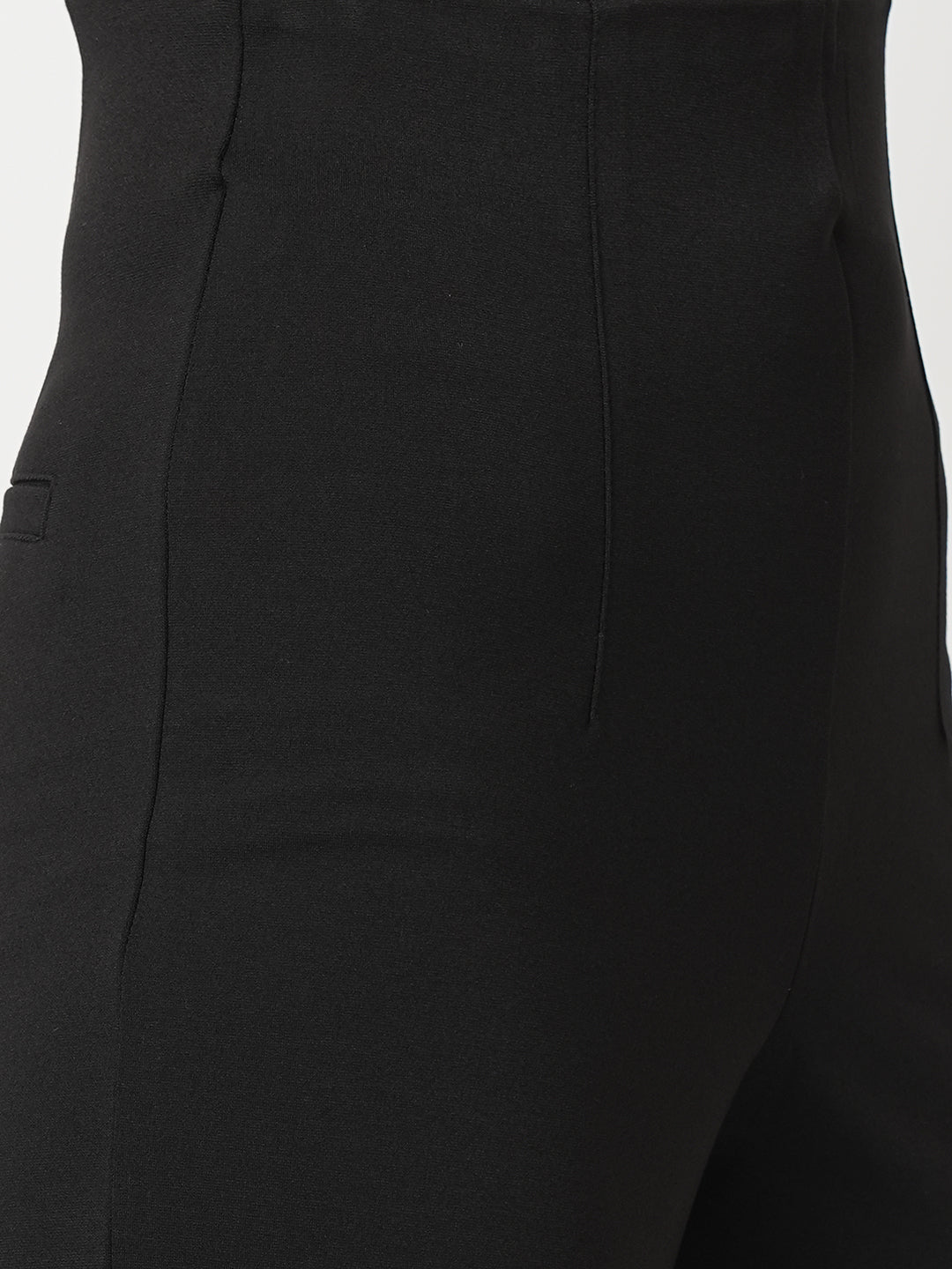 Women Black High-Rise Wide Leg Treggings