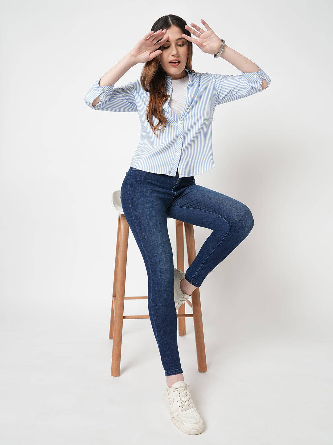 Women Dark Blue High-Rise Skinny Jeans