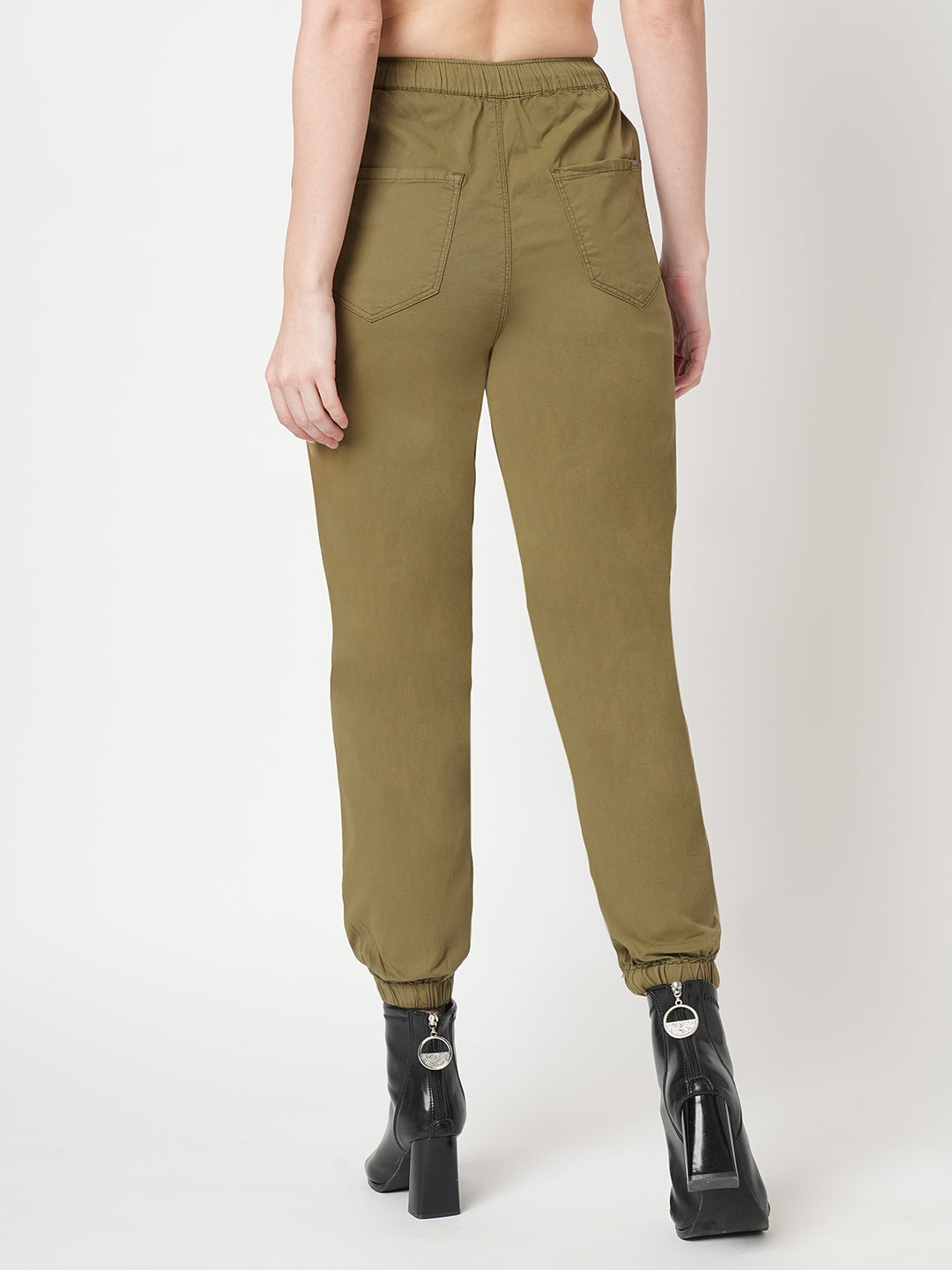 Women Olive High-Rise Jogger