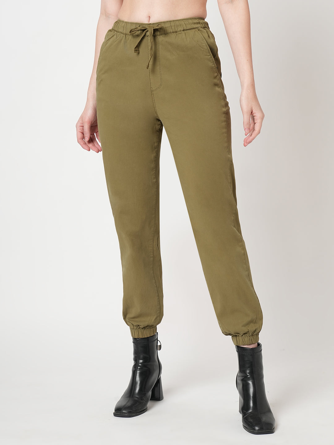 Women Olive High-Rise Jogger