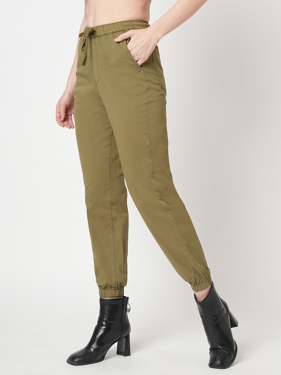 Women Olive High-Rise Jogger